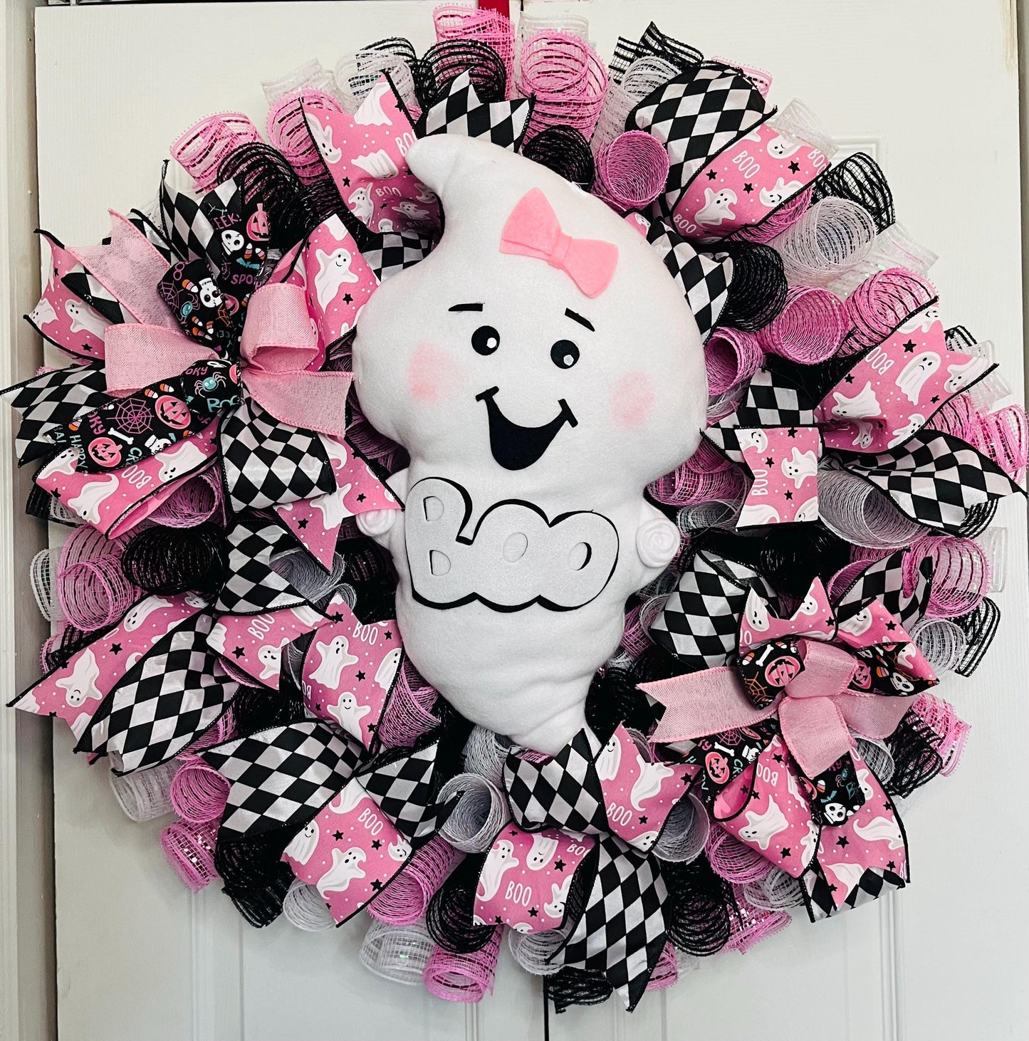 Pink Halloween Ghost wreath