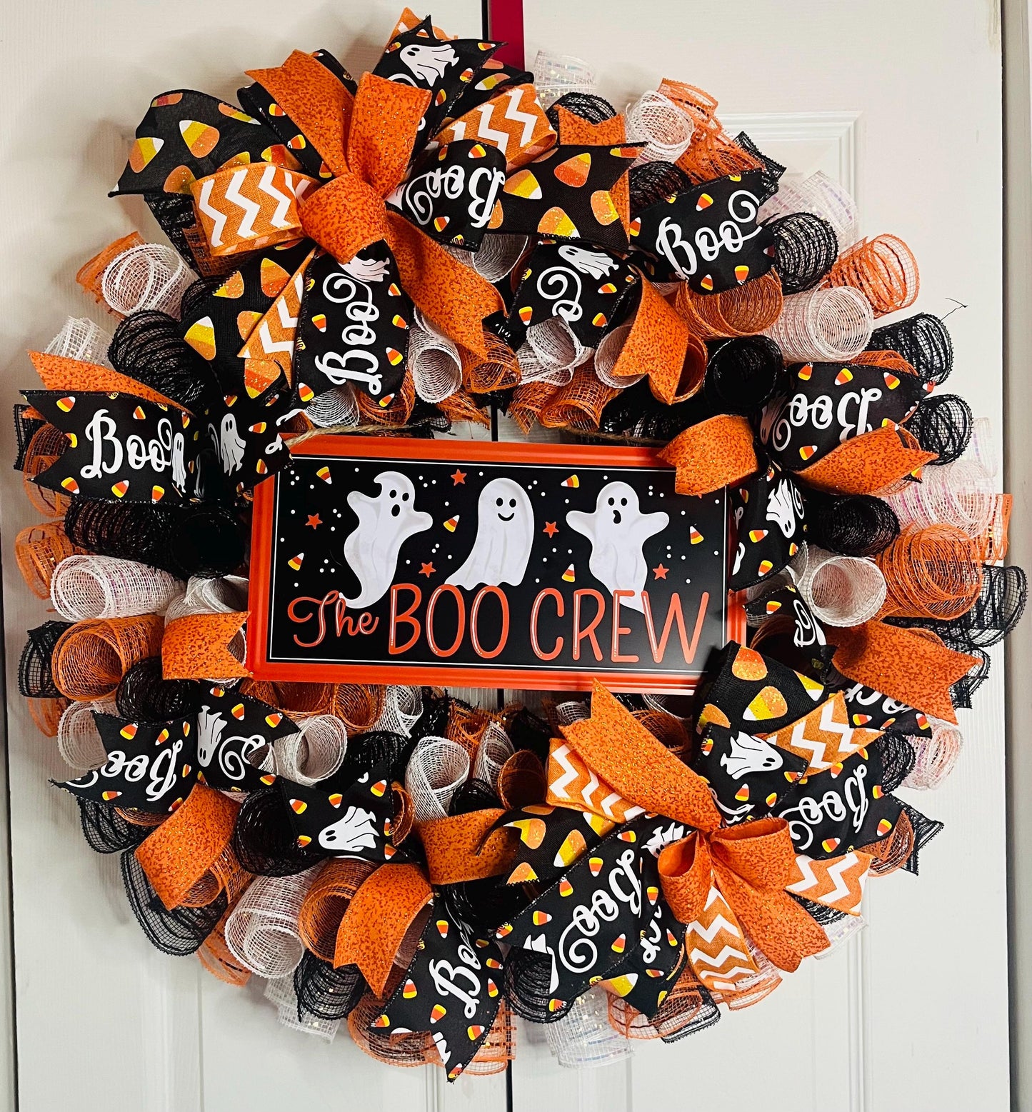 The boo crew ghost candycorn wreath