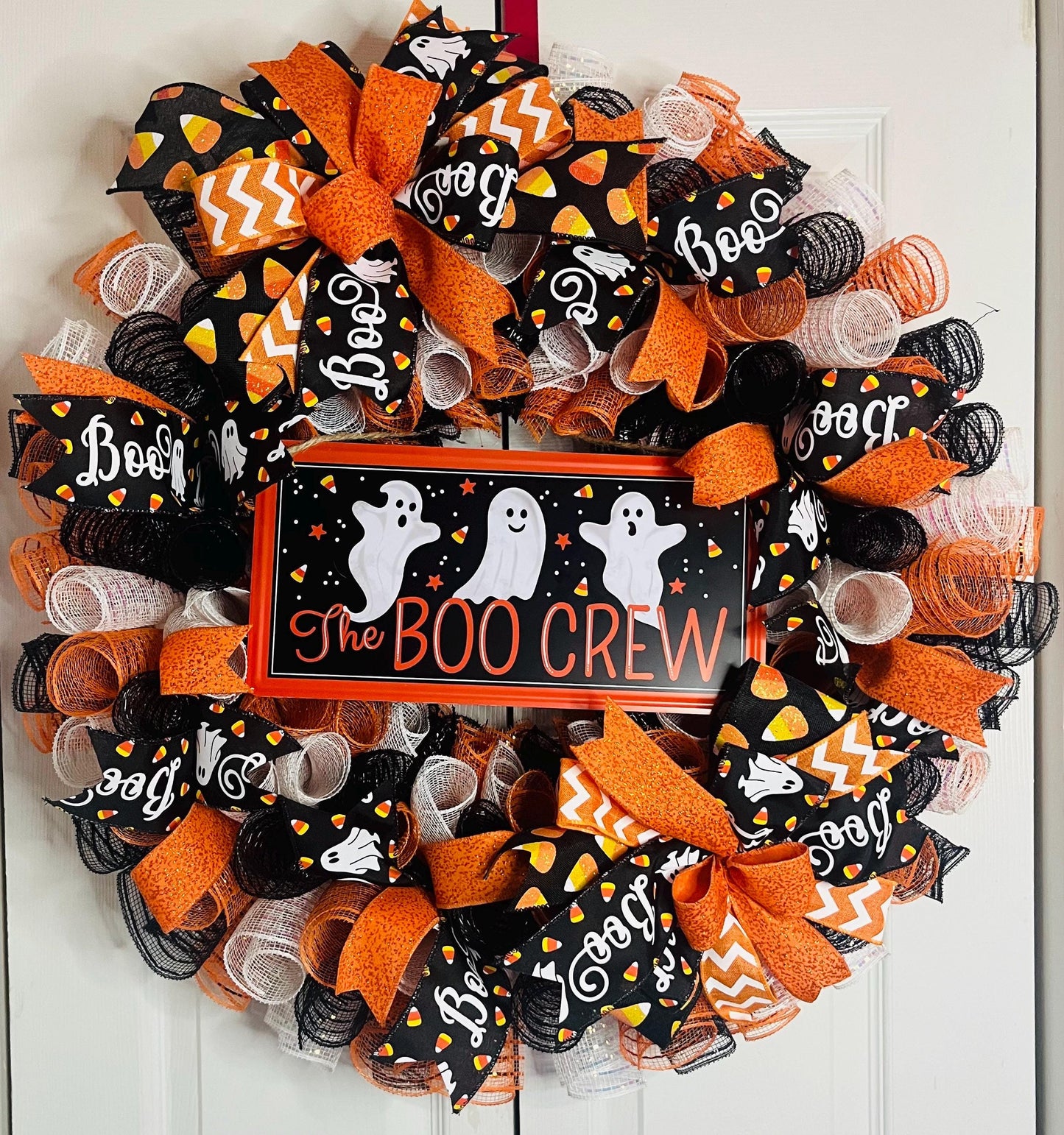 The boo crew ghost candycorn wreath