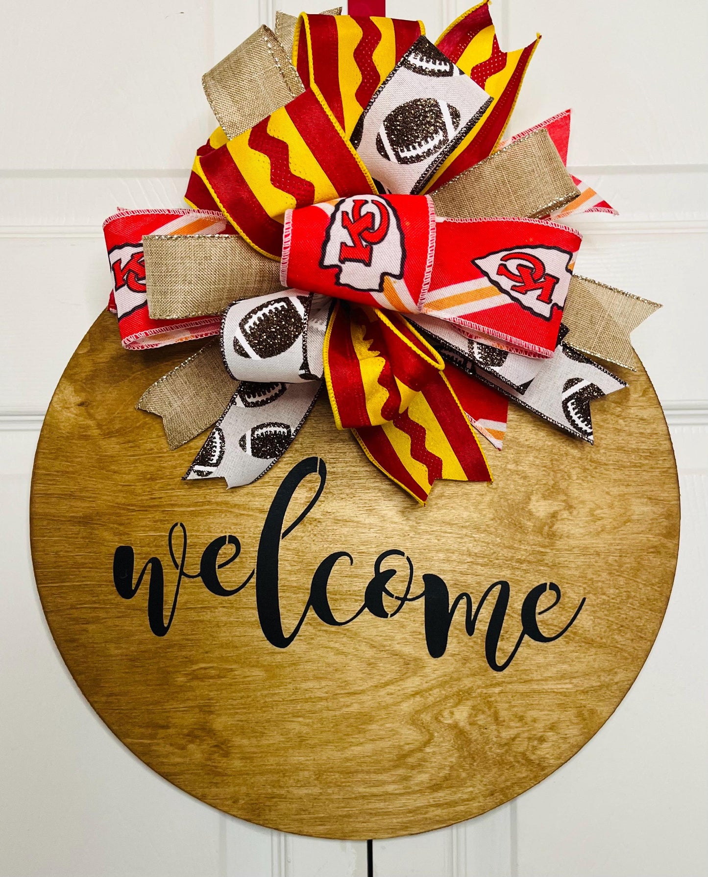 Football door hanger wreath