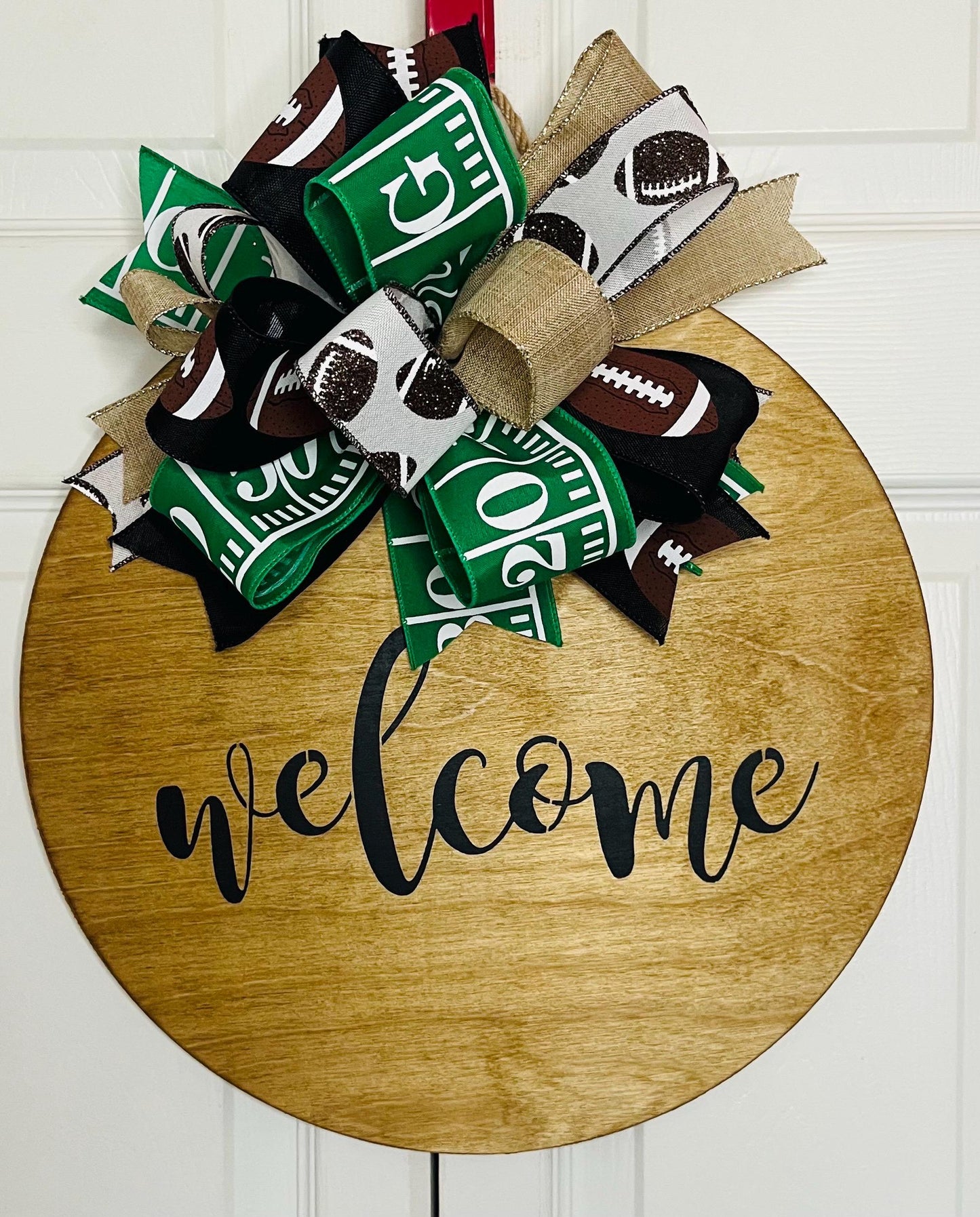 Football door hanger wreath