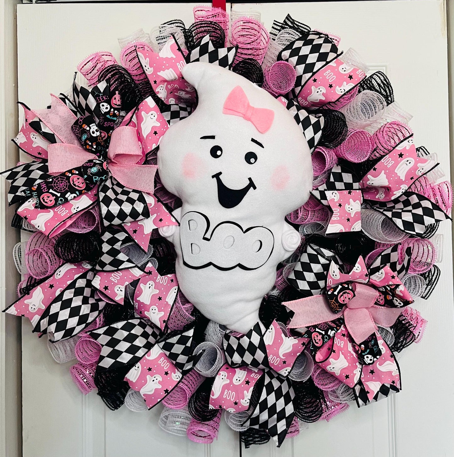 Pink Halloween Ghost wreath
