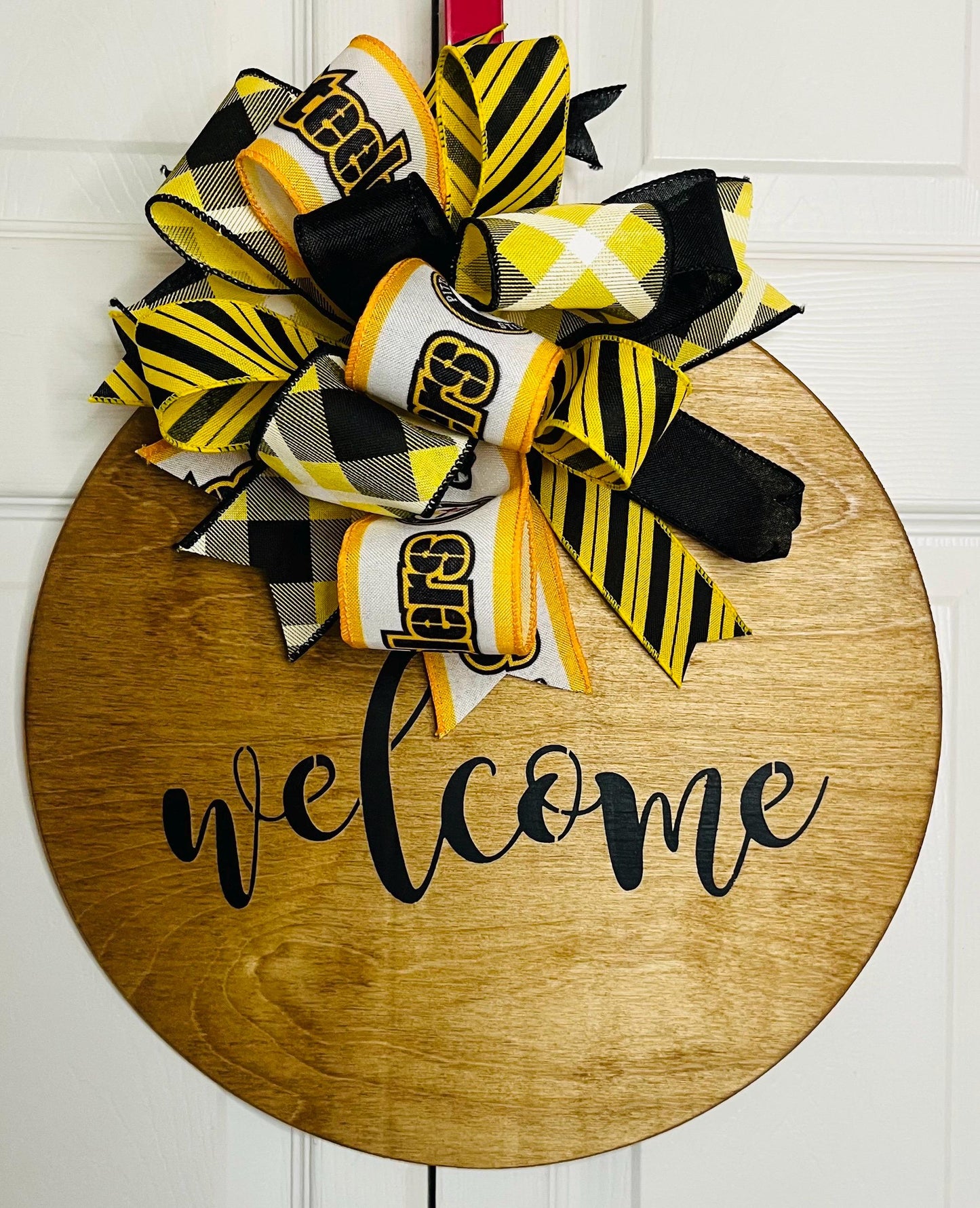 Football door hanger wreath