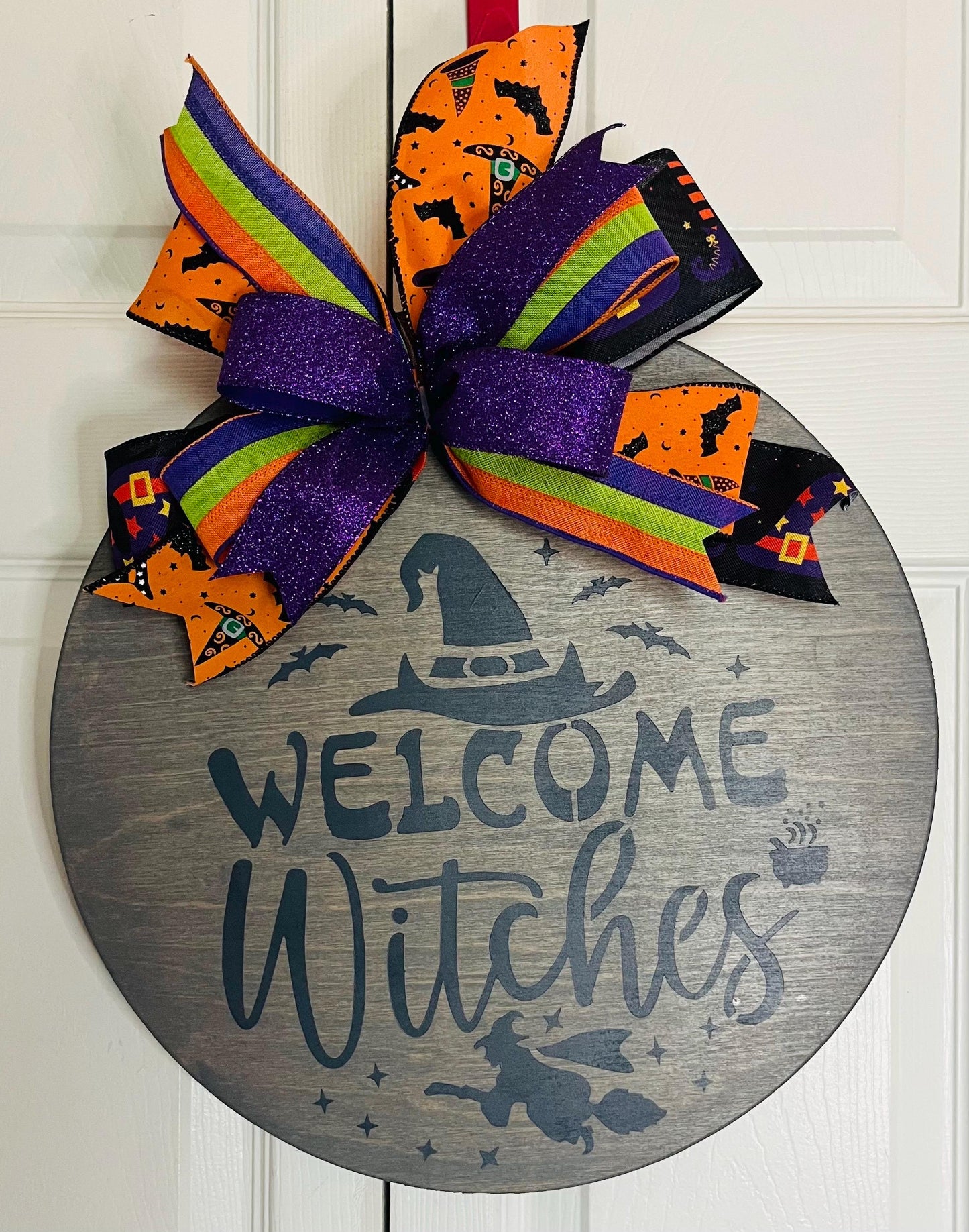 welcome witches Halloween door hanger wreath