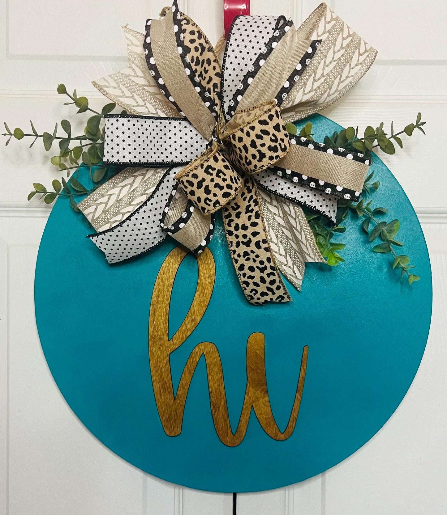 Hi wooden door hanger sign