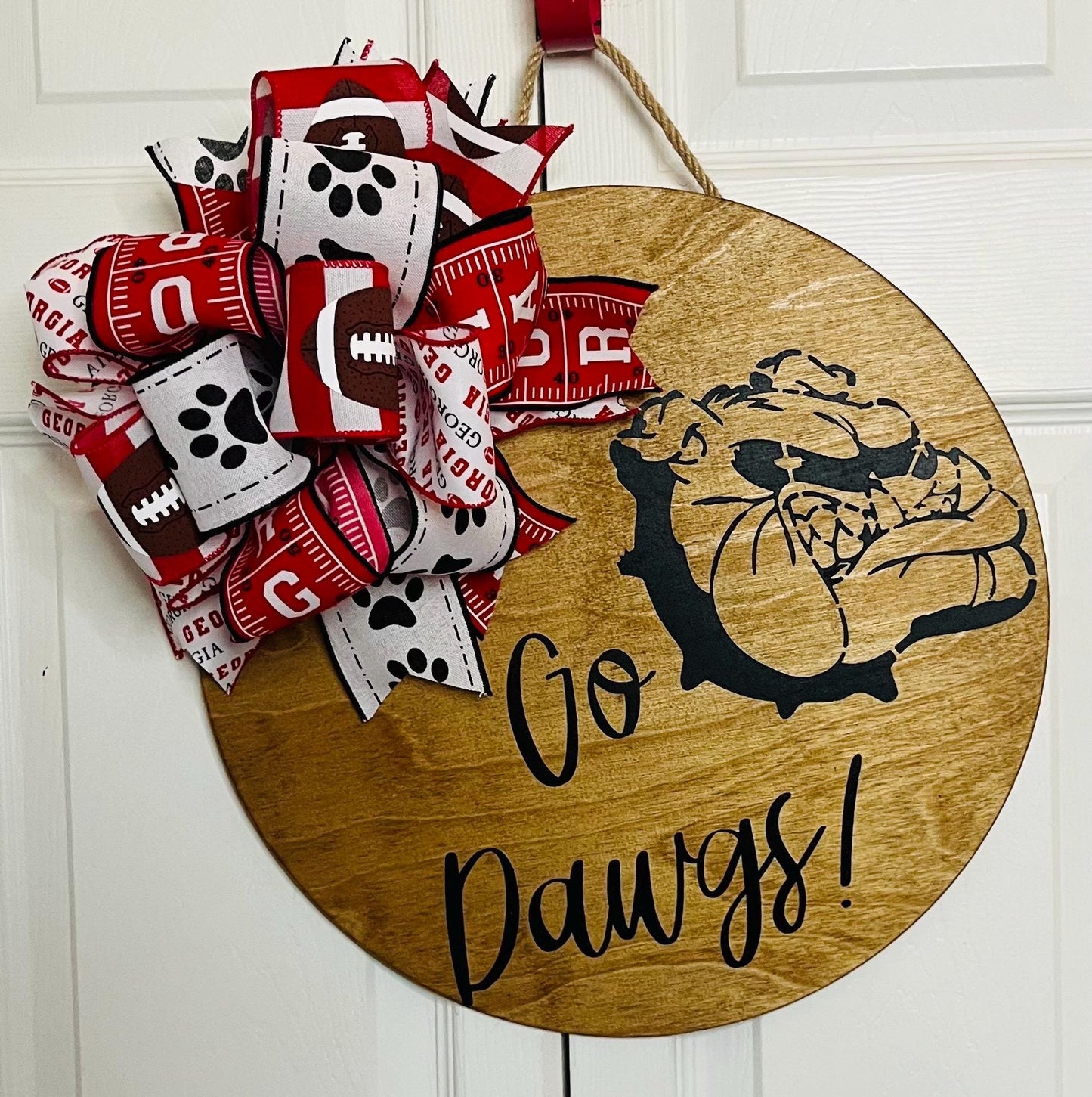 Go dawgs football door hanger wreath