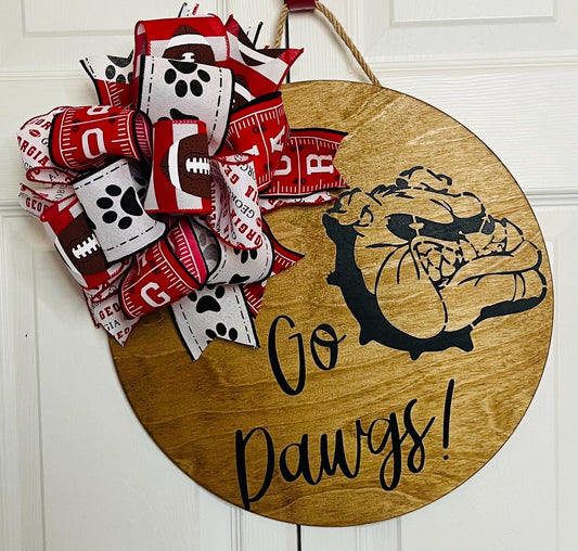 Go dawgs football door hanger wreath