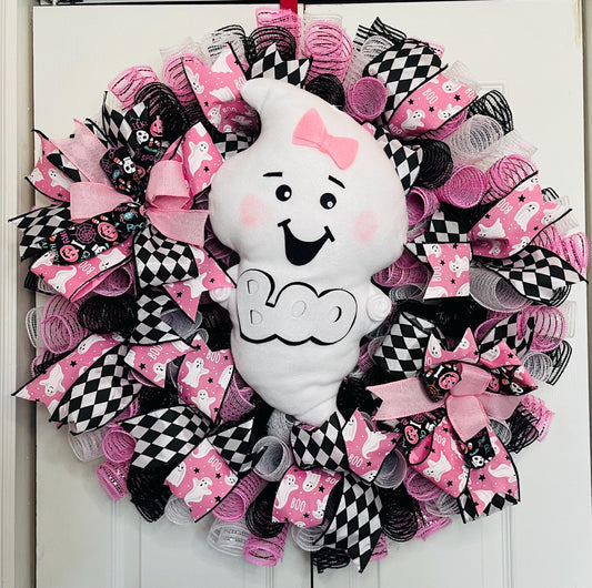 Pink Halloween Ghost wreath
