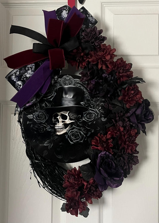 Skull grapevine floral wreath