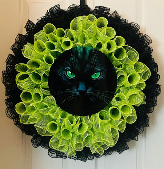 Black Cat Halloween Wreath