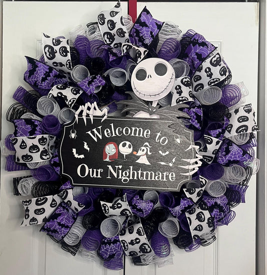 welcome to our nightmare Halloween wreath