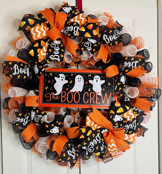 The boo crew ghost candycorn wreath