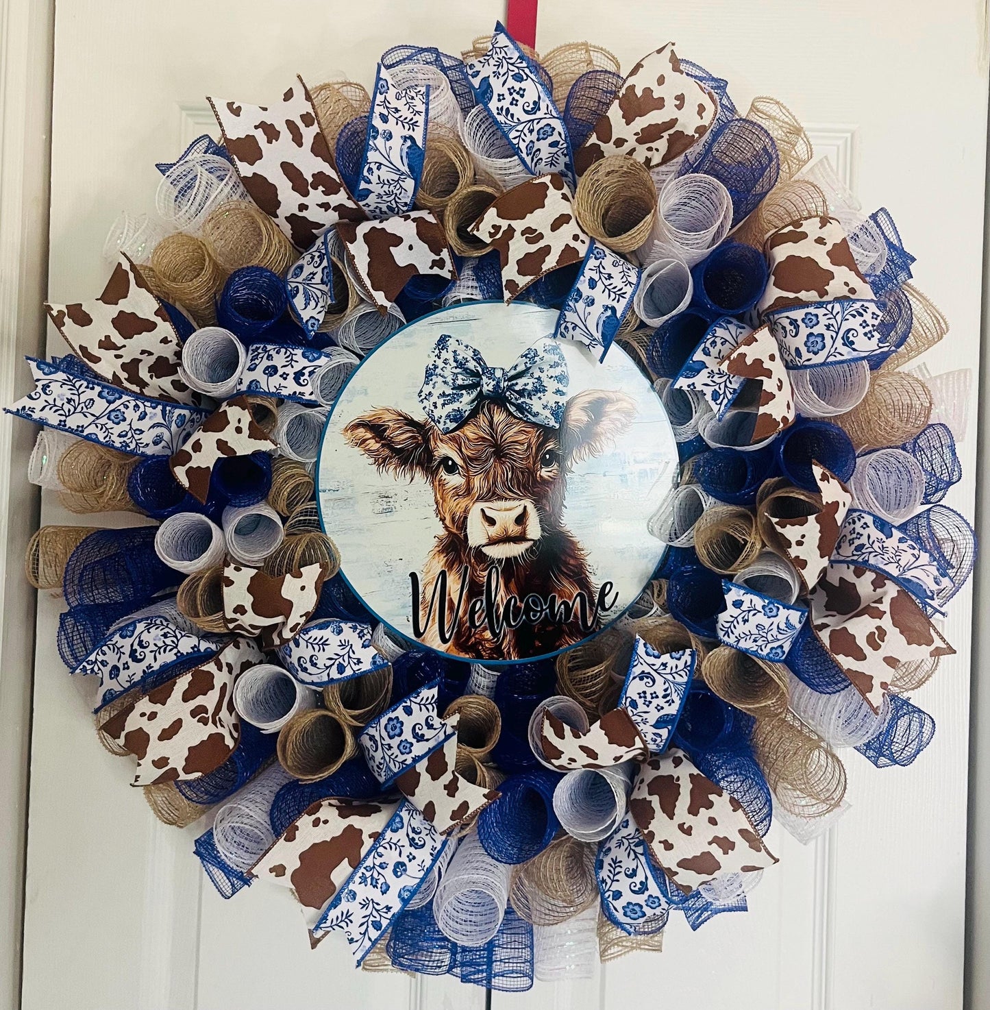 Cow blue rose wreath