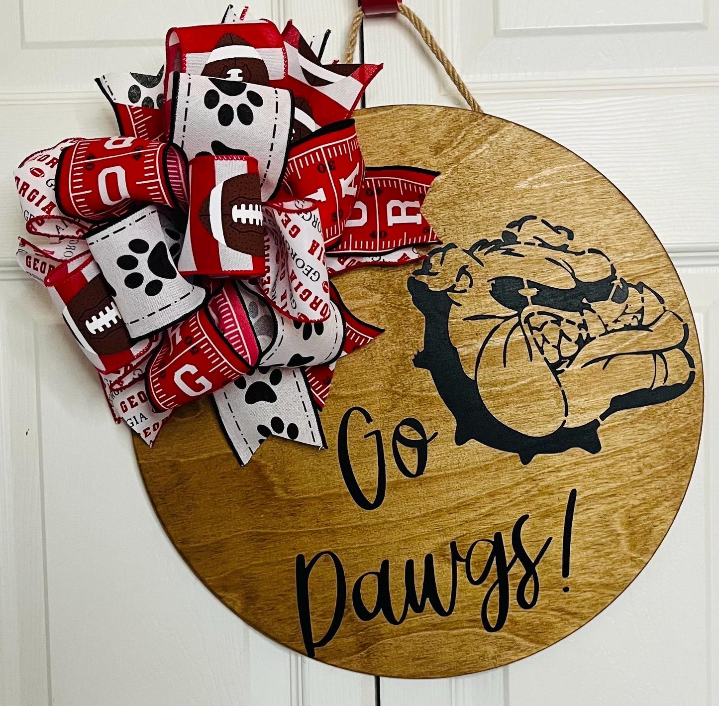 Go dawgs football door hanger wreath
