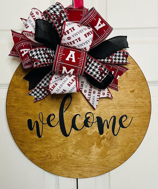 Welcome football door hanger wreath