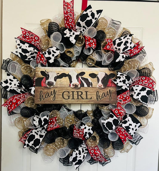 Hay girl hay cow wreath