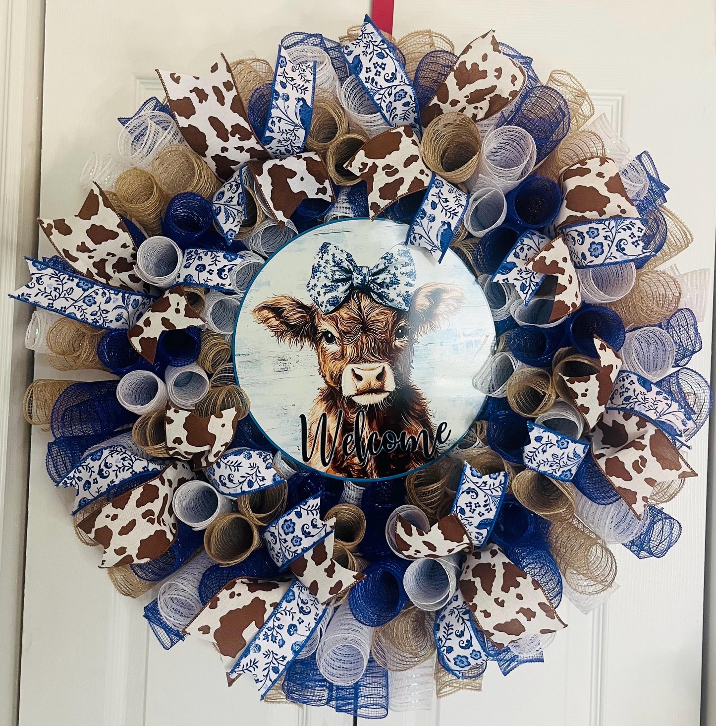 Cow blue rose wreath