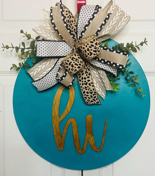 Hi wooden door hanger sign