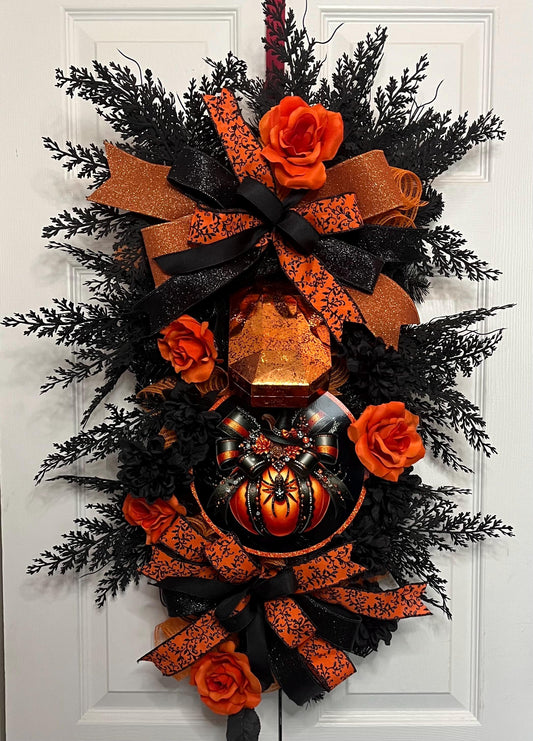 Jeweled Pumpkin Swag Wreath